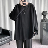 HYBSKR 2022Spring Men's T-Shirt Solid Color Basic T shirt Round Neck Long Sleeve Tshirts Korean Couple Women Man Casual Tees