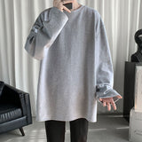 HYBSKR 2022Spring Men's T-Shirt Solid Color Basic T shirt Round Neck Long Sleeve Tshirts Korean Couple Women Man Casual Tees
