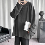 HYBSKR 2022Spring Men's T-Shirt Solid Color Basic T shirt Round Neck Long Sleeve Tshirts Korean Couple Women Man Casual Tees