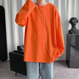 HYBSKR 2022Spring Men's T-Shirt Solid Color Basic T shirt Round Neck Long Sleeve Tshirts Korean Couple Women Man Casual Tees