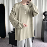 HYBSKR 2022Spring Men's T-Shirt Solid Color Basic T shirt Round Neck Long Sleeve Tshirts Korean Couple Women Man Casual Tees