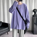 HYBSKR 2022Spring Men's T-Shirt Solid Color Basic T shirt Round Neck Long Sleeve Tshirts Korean Couple Women Man Casual Tees