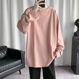HYBSKR 2022Spring Men's T-Shirt Solid Color Basic T shirt Round Neck Long Sleeve Tshirts Korean Couple Women Man Casual Tees