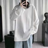 HYBSKR 2022Spring Men's T-Shirt Solid Color Basic T shirt Round Neck Long Sleeve Tshirts Korean Couple Women Man Casual Tees