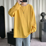 HYBSKR 2022Spring Men's T-Shirt Solid Color Basic T shirt Round Neck Long Sleeve Tshirts Korean Couple Women Man Casual Tees