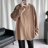 HYBSKR 2022Spring Men's T-Shirt Solid Color Basic T shirt Round Neck Long Sleeve Tshirts Korean Couple Women Man Casual Tees