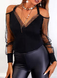 Shirts for Women Lace Long Sleeve Tshirts Spring Autumn Ladies Casual Sexy V Neck Dot Print Slim Fit Shirt Tops Woman Tshirts