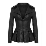 Biker Style Patchwork Irregular Jacket Women Lapel Collar Long Sleeve High Wait Tunic Female Coat Fashion Tide