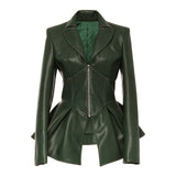 Biker Style Patchwork Irregular Jacket Women Lapel Collar Long Sleeve High Wait Tunic Female Coat Fashion Tide