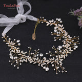 TOPQUEEN HP233 Wedding Hair Ornaments for Women Tiaras Bridal Rhinestone Headband Alloy Leaves Wedding Headpieces Headwear