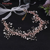 TOPQUEEN HP233 Wedding Hair Ornaments for Women Tiaras Bridal Rhinestone Headband Alloy Leaves Wedding Headpieces Headwear