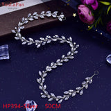TOPQUEEN HP233 Wedding Hair Ornaments for Women Tiaras Bridal Rhinestone Headband Alloy Leaves Wedding Headpieces Headwear