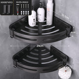 Wall Amounted Storage Rack Thicken Aluminum Black Bathroom Corner Shelf No Punch Triangle Organizer Holder Metal Home Appliance