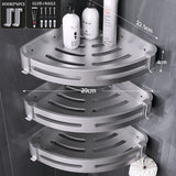 Wall Amounted Storage Rack Thicken Aluminum Black Bathroom Corner Shelf No Punch Triangle Organizer Holder Metal Home Appliance