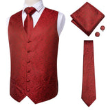 Hi-Tie 20 Color Silk Men Vests and Tie Business Formal Dresses Slim Vest