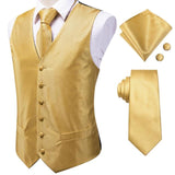 Hi-Tie 20 Color Silk Men Vests and Tie Business Formal Dresses Slim Vest