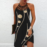 Sexy Dress Women Beach Mini Dress Fashion Dress Women Summer Sleeveless Hollow Elegant Boho Party Dress