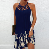 Sexy Dress Women Beach Mini Dress Fashion Dress Women Summer Sleeveless Hollow Elegant Boho Party Dress