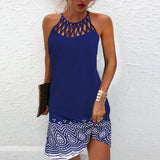 Sexy Dress Women Beach Mini Dress Fashion Dress Women Summer Sleeveless Hollow Elegant Boho Party Dress