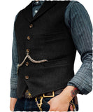 Suit Vest Boutique Wool Tweed Slim Fit herringbone Leisure Male Gentleman Beckham Business Waistcoat For Wedding Groommen