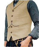 Suit Vest Boutique Wool Tweed Slim Fit herringbone Leisure Male Gentleman Beckham Business Waistcoat For Wedding Groommen