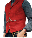 Suit Vest Boutique Wool Tweed Slim Fit herringbone Leisure Male Gentleman Beckham Business Waistcoat For Wedding Groommen