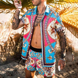 Men‘s Sets Short Sleeve Hawaiian Shirt And Shorts Summer Printing Casual Shirt