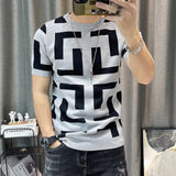 3 Color Short Sleeve Knitting T-Shirt