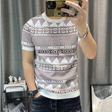 3 Color Short Sleeve Knitting T-Shirt