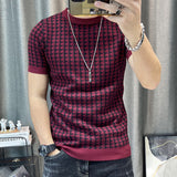 3 Color Short Sleeve Knitting T-Shirt