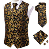 Hi-Tie 20 Color Silk Men Vests and Tie Business Formal Dresses Slim Vest