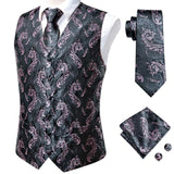 Hi-Tie 20 Color Silk Men Vests and Tie Business Formal Dresses Slim Vest