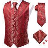 Hi-Tie 20 Color Silk Men Vests and Tie Business Formal Dresses Slim Vest