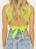 Top Women Y2K Lace Up Backless Tank Top Solid Knitted T-shirts Tops Sexy Crop Top Night Club Outfits Basic Tanks 2022 Streetwear