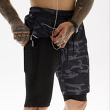 Camo Running Shorts Men 2 In 1 Double-deck Quick Dry GYM Sport Shorts Fitness Jogging Workout Men Short Pants