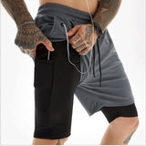 Camo Running Shorts Men 2 In 1 Double-deck Quick Dry GYM Sport Shorts Fitness Jogging Workout Men Short Pants