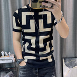3 Color Short Sleeve Knitting T-Shirt