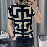 3 Color Short Sleeve Knitting T-Shirt