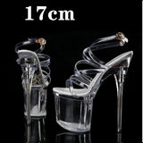 Crystal Show Stripper Heels Clear Shoes Women Platforms High Heels Sandals Female Transparent Sexy Wedding Shoes Slipper