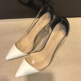 New Women Pumps PVC Transparent High Heels Sexy Pointed Toe Leopard Grain Party Shoes Lady Thin Heels Pumps Size 40