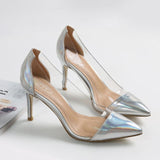 New Women Pumps PVC Transparent High Heels Sexy Pointed Toe Leopard Grain Party Shoes Lady Thin Heels Pumps Size 40