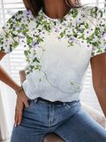 Summer T shirts Womens T shirts high street short sleeve tops with a fashion flower print Womens T shirts woman