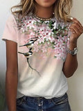 Summer T shirts Womens T shirts high street short sleeve tops with a fashion flower print Womens T shirts woman