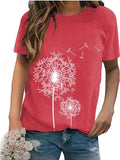 Summer T shirts Womens T shirts high street short sleeve tops with a fashion flower print Womens T shirts woman