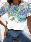 Summer T shirts Womens T shirts high street short sleeve tops with a fashion flower print Womens T shirts woman
