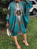 VONDA Women Long Sleeve O Neck Floral Print Dress Casual Party Dress Kaftan Robe Oversized Loose Sundress