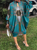 VONDA Women Long Sleeve O Neck Floral Print Dress Casual Party Dress Kaftan Robe Oversized Loose Sundress