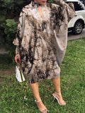VONDA Women Long Sleeve O Neck Floral Print Dress Casual Party Dress Kaftan Robe Oversized Loose Sundress