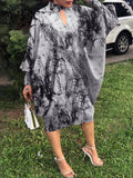 VONDA Women Long Sleeve O Neck Floral Print Dress Casual Party Dress Kaftan Robe Oversized Loose Sundress