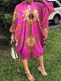 VONDA Women Long Sleeve O Neck Floral Print Dress Casual Party Dress Kaftan Robe Oversized Loose Sundress